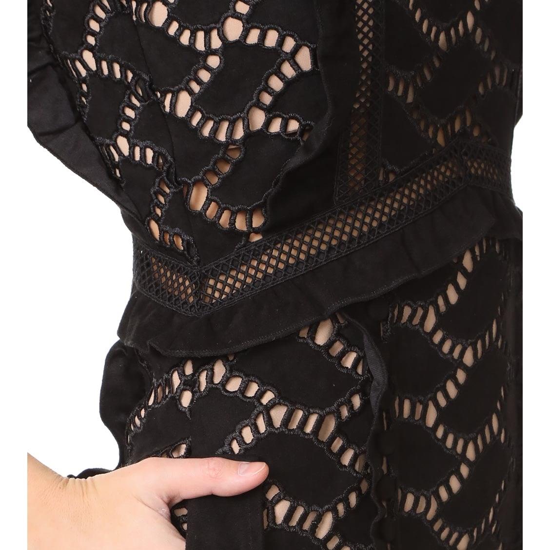 Vestido Self Portrait Preto canelado