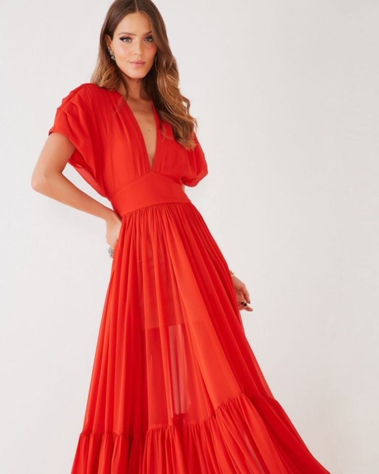 Vestido Fabulous Agilita em seda Vermelho 