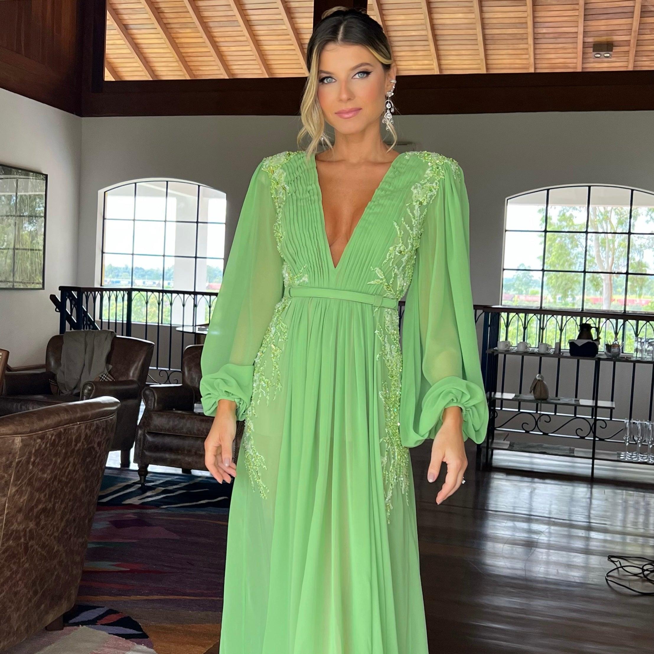 VESTIDO Longo FENDA VERDE