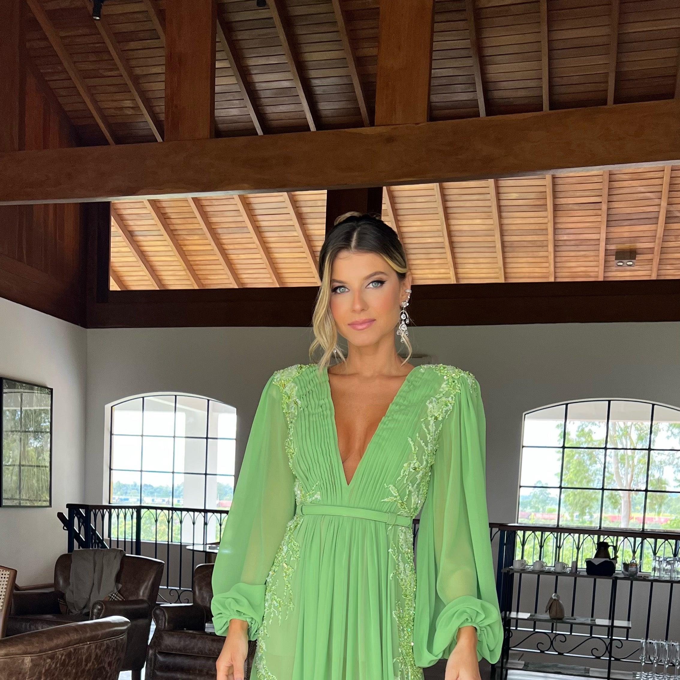 VESTIDO Longo FENDA VERDE