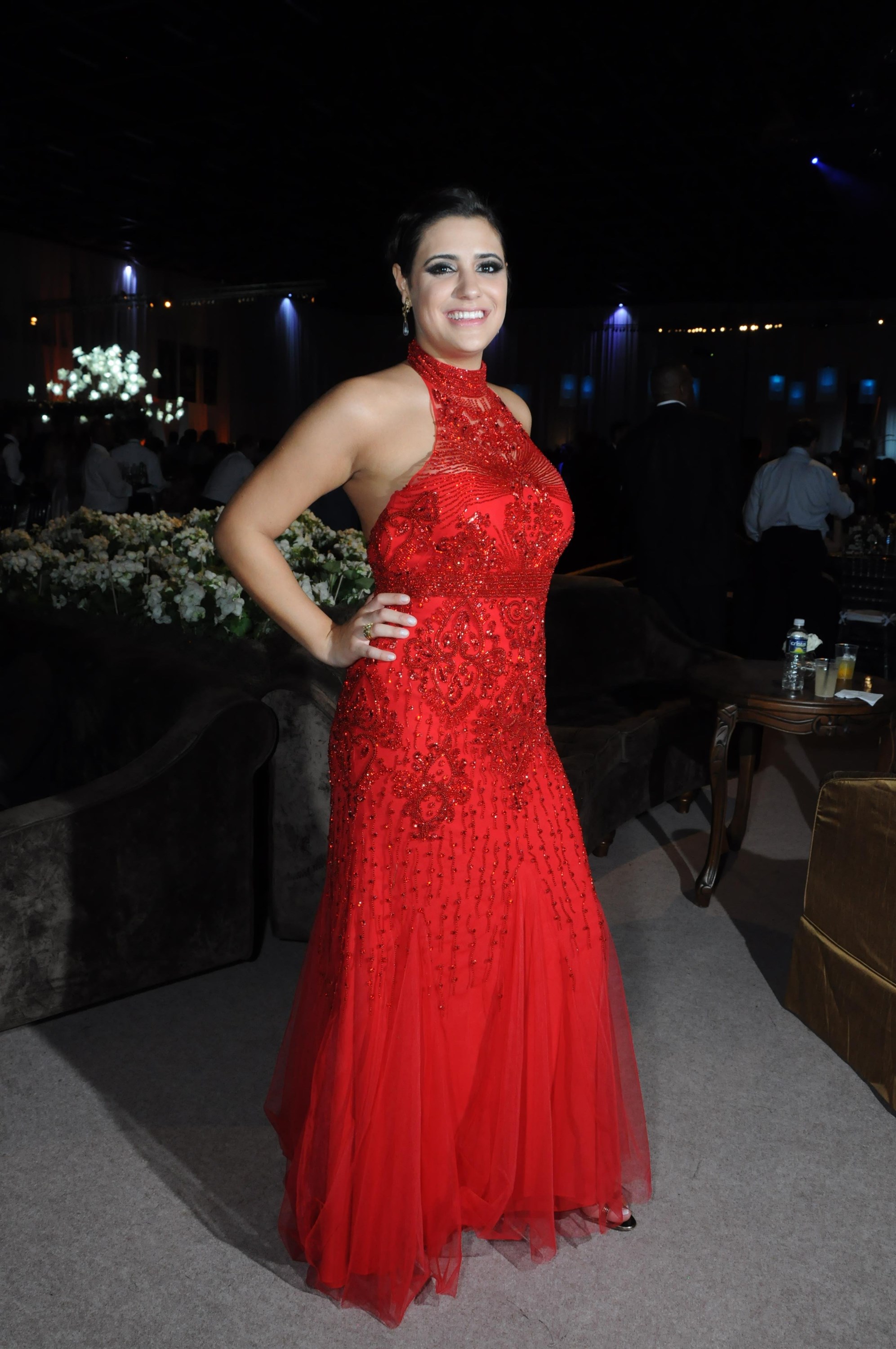 Vestido bordado vermelho Marcelo Quadros
