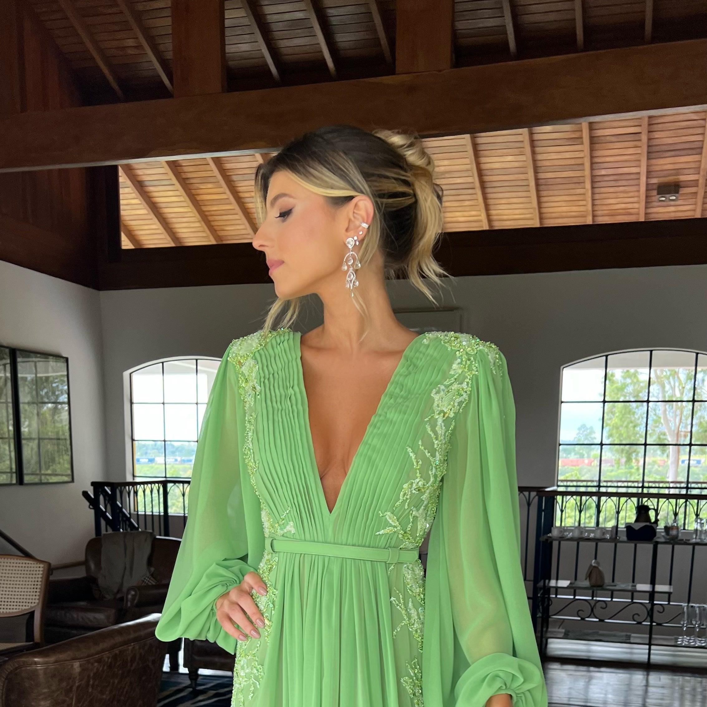 VESTIDO Longo FENDA VERDE