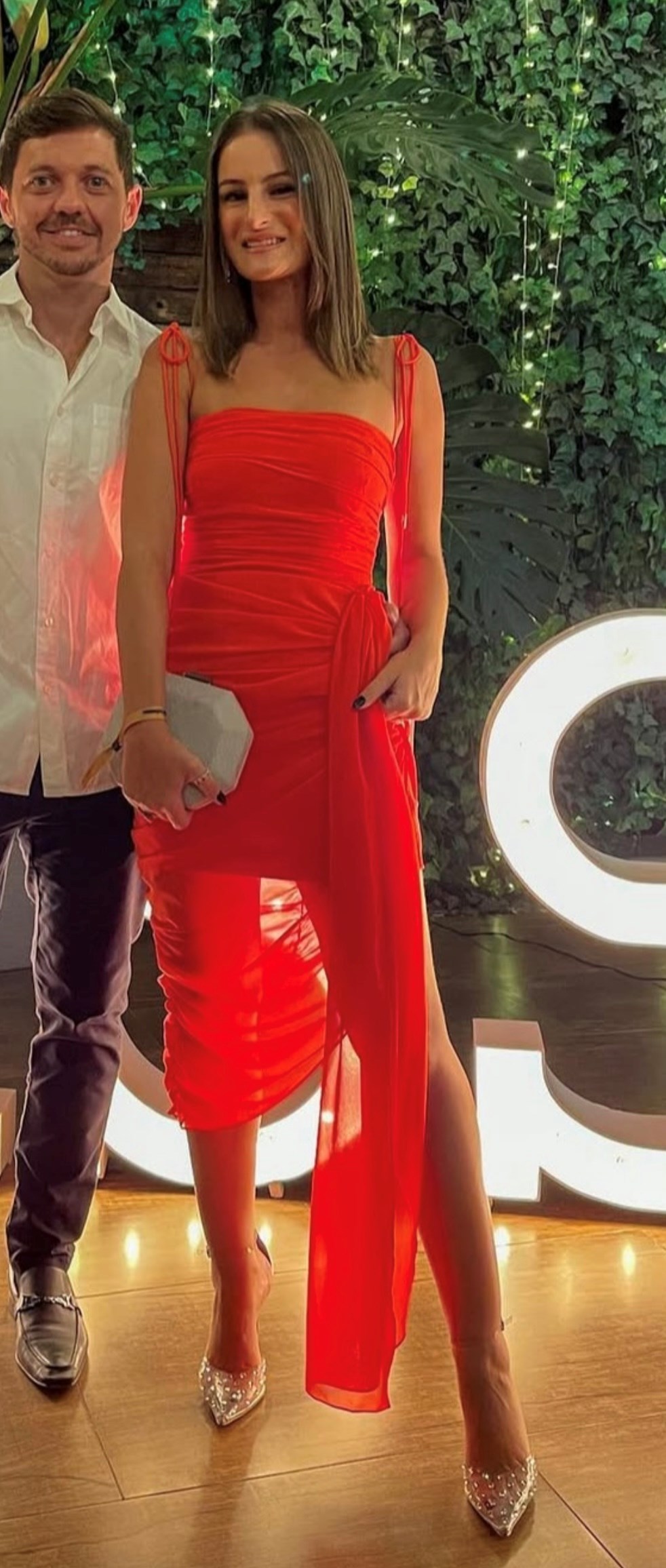 Vestido Mídi Em Seda Vermelho 